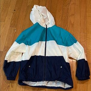Elan Sz XL raincoat Jacket - Blue, White, and Navy